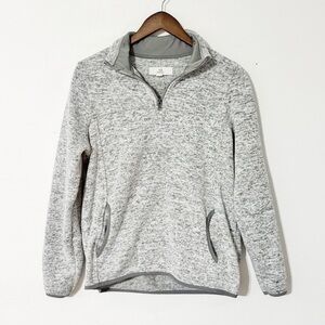 Thread & Supply Heather Gray Fleece-Lined Quarter Zip Pullover large